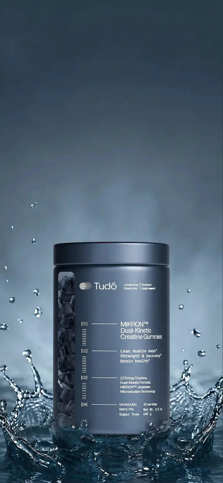 MIKRON™ Dual-Kinetic Creatine product with water splash