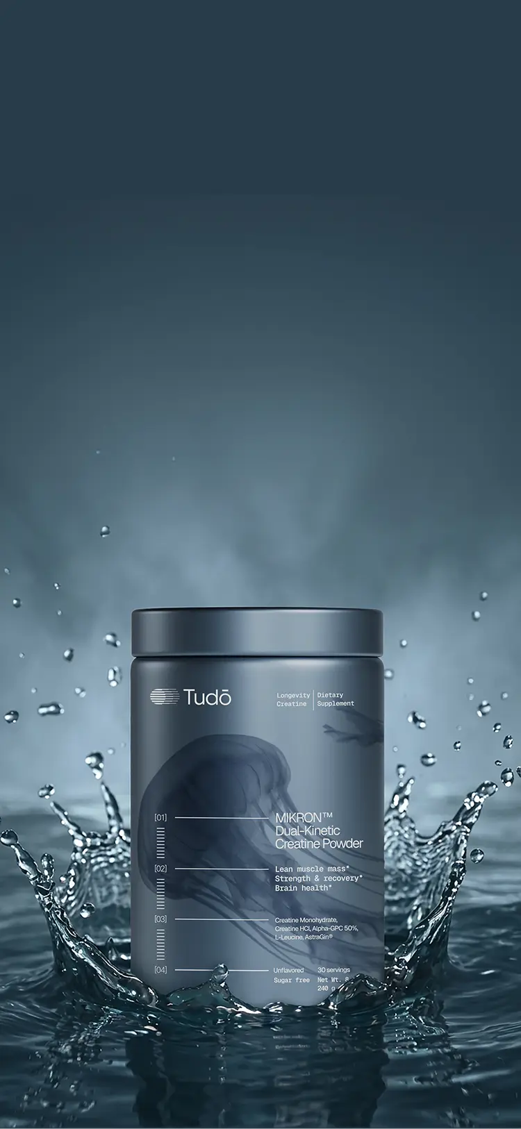 MIKRON™ Dual-Kinetic Creatine product with water splash