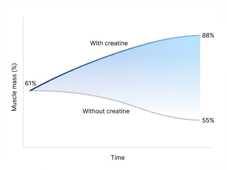 Chart: muscle mass preservation with creatine vs control